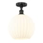 Innovations Lighting White Venetian 12" Wide Semi-Flush Ceiling Fixture Matte Black / White Venetian