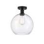 Innovations Lighting Athens 10" Wide Semi-Flush Globe Ceiling Fixture Matte Black / Clear