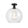 Innovations Lighting Athens 12" Wide Semi-Flush Globe Ceiling Fixture Matte Black / Clear