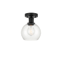 Innovations Lighting Athens 6" Wide Semi-Flush Globe Ceiling Fixture Matte Black / Clear