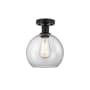 Innovations Lighting Athens 8" Wide Semi-Flush Globe Ceiling Fixture Matte Black / Clear