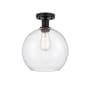 Innovations Lighting Athens 10" Wide Semi-Flush Globe Ceiling Fixture Matte Black / Seedy