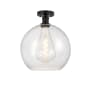 Innovations Lighting Athens 12" Wide Semi-Flush Globe Ceiling Fixture Matte Black / Seedy