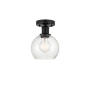 Innovations Lighting Athens 6" Wide Semi-Flush Globe Ceiling Fixture Matte Black / Seedy