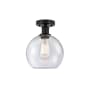 Innovations Lighting Athens 8" Wide Semi-Flush Globe Ceiling Fixture Matte Black / Seedy