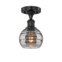Innovations Lighting Rochester 6" Wide Semi-Flush Ceiling Fixture Matte Black / Light Smoke