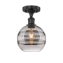 Innovations Lighting Rochester 8" Wide Semi-Flush Ceiling Fixture Matte Black / Light Smoke