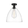 Innovations Lighting Bristol 12" Wide Semi-Flush Ceiling Fixture Matte Black / Clear