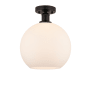 Innovations Lighting Athens 10" Wide Semi-Flush Globe Ceiling Fixture Oil Rubbed Bronze / Matte White