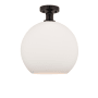 Innovations Lighting Athens 12" Wide Semi-Flush Globe Ceiling Fixture Oil Rubbed Bronze / Matte White