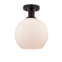 Innovations Lighting Athens 8" Wide Semi-Flush Globe Ceiling Fixture Oil Rubbed Bronze / Matte White