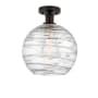 Innovations Lighting Athens 10" Wide Semi-Flush Globe Ceiling Fixture Oil Rubbed Bronze / Clear Deco Swirl