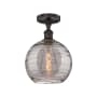 Innovations Lighting Athens Deco Swirl 10" Wide Semi-Flush Ceiling Fixture Oil Rubbed Bronze / Light Smoke Deco Swirl