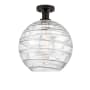 Innovations Lighting Athens 12" Wide Semi-Flush Globe Ceiling Fixture Oil Rubbed Bronze / Clear Deco Swirl