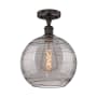 Innovations Lighting Athens Deco Swirl 12" Wide Semi-Flush Ceiling Fixture Oil Rubbed Bronze / Light Smoke Deco Swirl
