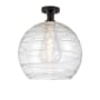 Innovations Lighting Athens 14" Wide Semi-Flush Globe Ceiling Fixture Oil Rubbed Bronze / Clear Deco Swirl