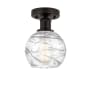 Innovations Lighting Athens 6" Wide Semi-Flush Globe Ceiling Fixture Oil Rubbed Bronze / Clear Deco Swirl