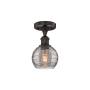 Innovations Lighting Athens Deco Swirl 6" Wide Semi-Flush Ceiling Fixture Oil Rubbed Bronze / Light Smoke Deco Swirl