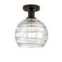 Innovations Lighting Athens 8" Wide Semi-Flush Globe Ceiling Fixture Oil Rubbed Bronze / Clear Deco Swirl