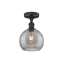 Innovations Lighting Athens Deco Swirl 8" Wide Semi-Flush Ceiling Fixture Oil Rubbed Bronze / Light Smoke Deco Swirl