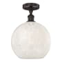 Innovations Lighting White Mouchette 12" Wide Semi-Flush Ceiling Fixture Oil Rubbed Bronze / White Mouchette