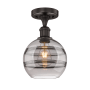Innovations Lighting Rochester 8" Wide Semi-Flush Ceiling Fixture Oil Rubbed Bronze / Light Smoke
