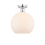 Innovations Lighting Athens 10" Wide Semi-Flush Globe Ceiling Fixture Polished Chrome / Matte White