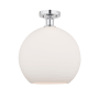 Innovations Lighting Athens 12" Wide Semi-Flush Globe Ceiling Fixture Polished Chrome / Matte White