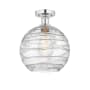 Innovations Lighting Athens 10" Wide Semi-Flush Globe Ceiling Fixture Polished Chrome / Clear Deco Swirl