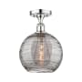 Innovations Lighting Athens Deco Swirl 10" Wide Semi-Flush Ceiling Fixture Polished Chrome / Light Smoke Deco Swirl