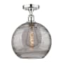 Innovations Lighting Athens Deco Swirl 12" Wide Semi-Flush Ceiling Fixture Polished Chrome / Light Smoke Deco Swirl