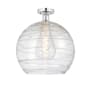 Innovations Lighting Athens 14" Wide Semi-Flush Globe Ceiling Fixture Polished Chrome / Clear Deco Swirl