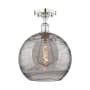 Innovations Lighting Athens Deco Swirl 12" Wide Semi-Flush Ceiling Fixture Polished Nickel / Light Smoke Deco Swirl
