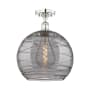 Innovations Lighting Athens Deco Swirl 14" Wide Semi-Flush Ceiling Fixture Polished Nickel / Light Smoke Deco Swirl