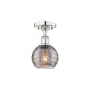 Innovations Lighting Athens Deco Swirl 6" Wide Semi-Flush Ceiling Fixture Polished Nickel / Light Smoke Deco Swirl