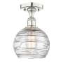 Innovations Lighting Athens Deco Swirl 8" Wide Semi-flush Globe Ceiling Fixture Polished Nickel / Clear Deco Swirl