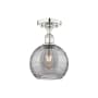 Innovations Lighting Athens Deco Swirl 8" Wide Semi-Flush Ceiling Fixture Polished Nickel / Light Smoke Deco Swirl