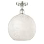 Innovations Lighting White Mouchette 12" Wide Semi-Flush Ceiling Fixture Polished Nickel / White Mouchette