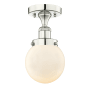 Innovations Lighting Beacon 6" Wide Semi-Flush Globe Ceiling Fixture Polished Nickel / Matte White