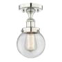 Innovations Lighting Beacon 6" Wide Semi-Flush Globe Ceiling Fixture Polished Nickel / Clear