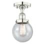 Innovations Lighting Beacon 6" Wide Semi-Flush Globe Ceiling Fixture Polished Nickel / Seedy