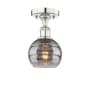 Innovations Lighting Rochester 6" Wide Semi-Flush Ceiling Fixture Polished Nickel / Light Smoke