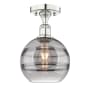 Innovations Lighting Rochester 8" Wide Semi-Flush Ceiling Fixture Polished Nickel / Light Smoke