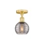 Innovations Lighting Athens Deco Swirl 6" Wide Semi-Flush Ceiling Fixture Satin Gold / Light Smoke Deco Swirl
