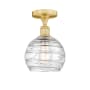Innovations Lighting Athens Deco Swirl 8" Wide Semi-flush Globe Ceiling Fixture Satin Gold / Clear Deco Swirl