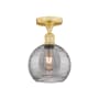 Innovations Lighting Athens Deco Swirl 8" Wide Semi-Flush Ceiling Fixture Satin Gold / Light Smoke Deco Swirl