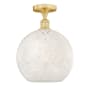 Innovations Lighting White Mouchette 12" Wide Semi-Flush Ceiling Fixture Satin Gold / White Mouchette