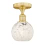 Innovations Lighting White Mouchette 6" Wide Semi-Flush Ceiling Fixture Satin Gold / White Mouchette