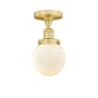 Innovations Lighting Beacon 6" Wide Semi-Flush Globe Ceiling Fixture Satin Gold / Matte White