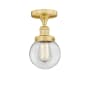 Innovations Lighting Beacon 6" Wide Semi-Flush Globe Ceiling Fixture Satin Gold / Clear